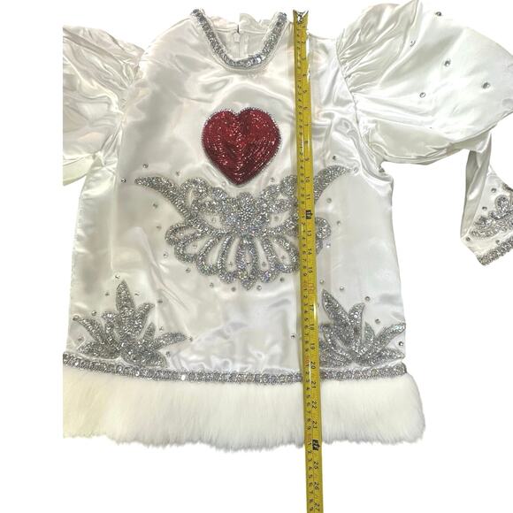 VTG Handmade Cupid Fairy Embellished Rhinestone Fur Top w/Wings Costume Girls XL - Picture 15 of 16